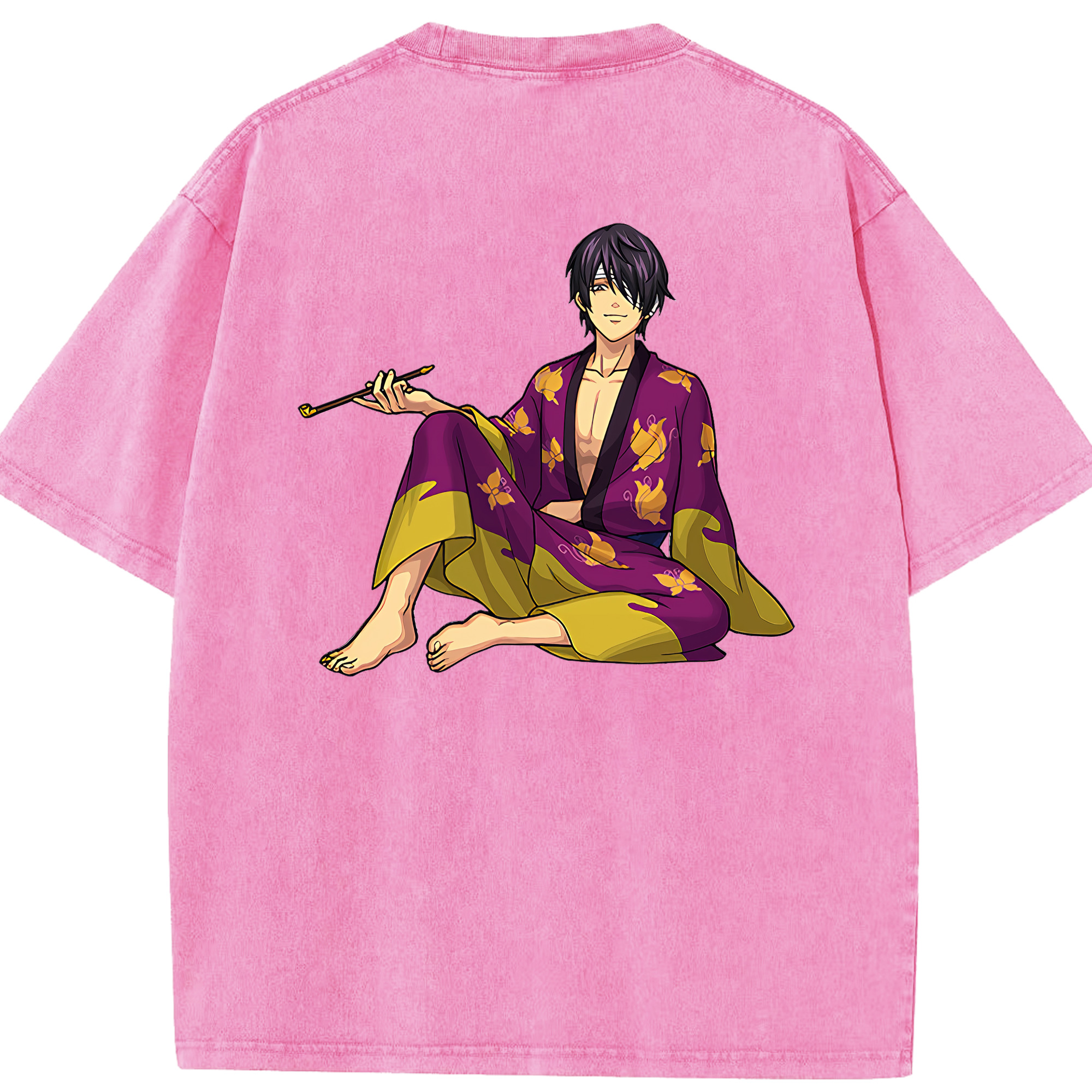 （画像用） ぎんたま 坂田銀時（さかたぎんとき） 神楽 志村新八（しむら しんぱち） GINTAMA Sakata Gintoki Kagura Shimura Shinpachi 綿100% ヴィンテージ風 半袖Tシャツ（背面プリント）
